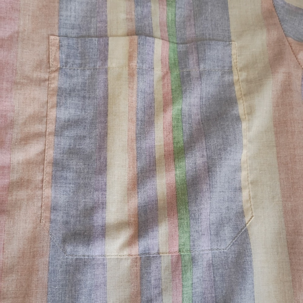 Vtg Fulton Street Button Up Mens M Short Sleeved Pastel Stripes 90s, NWOT - Picture 9 of 11